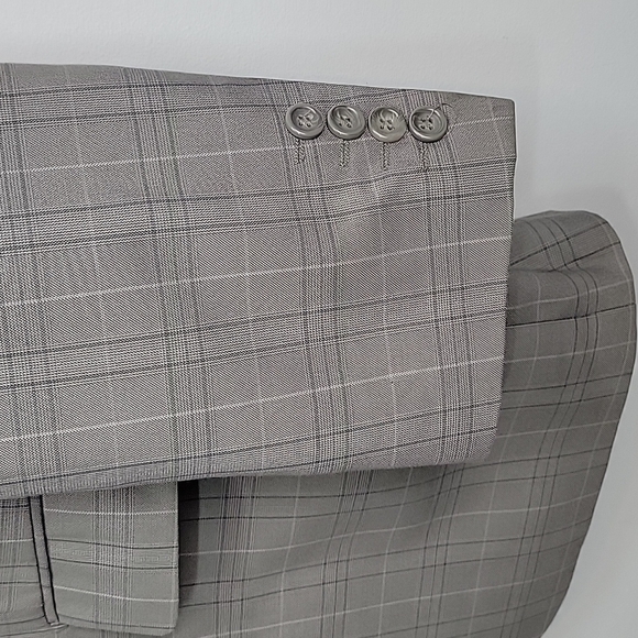 VINCI Italy Gray Plaid Sport Coat Suit Jacket 40L - Picture 8 of 12